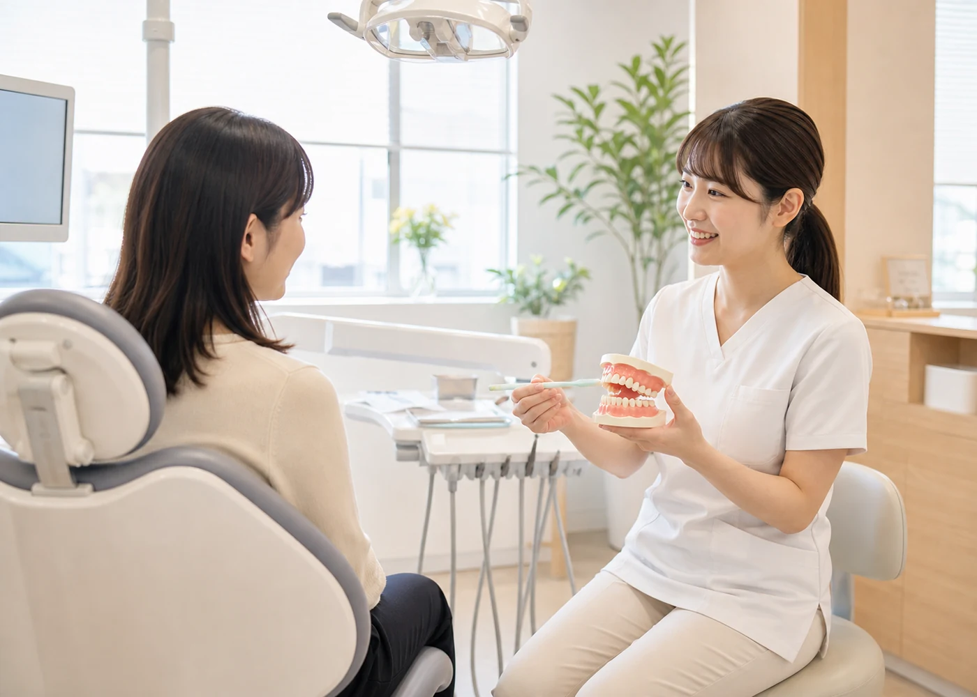 予防歯科の説明を受ける患者
